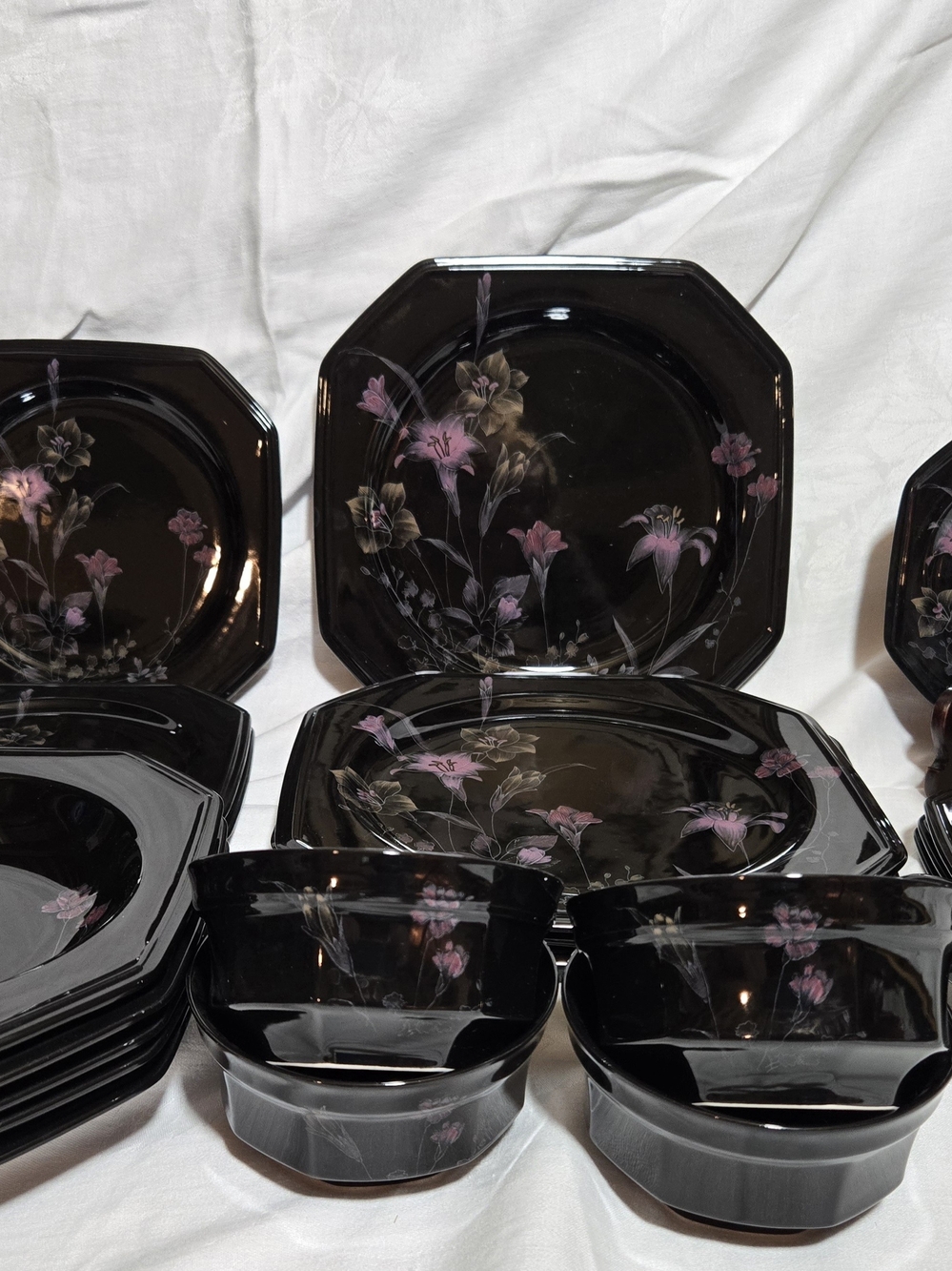 Mikasa Black Dinnerware Set, Ebony Meadow